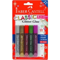 FABER GLITTER GLUE CLASSIC Easy Squeeze Glue Pens Pk5